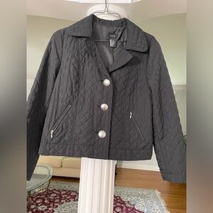 R Q T women’s black Quilted lightweight Button front lined Jacket size large